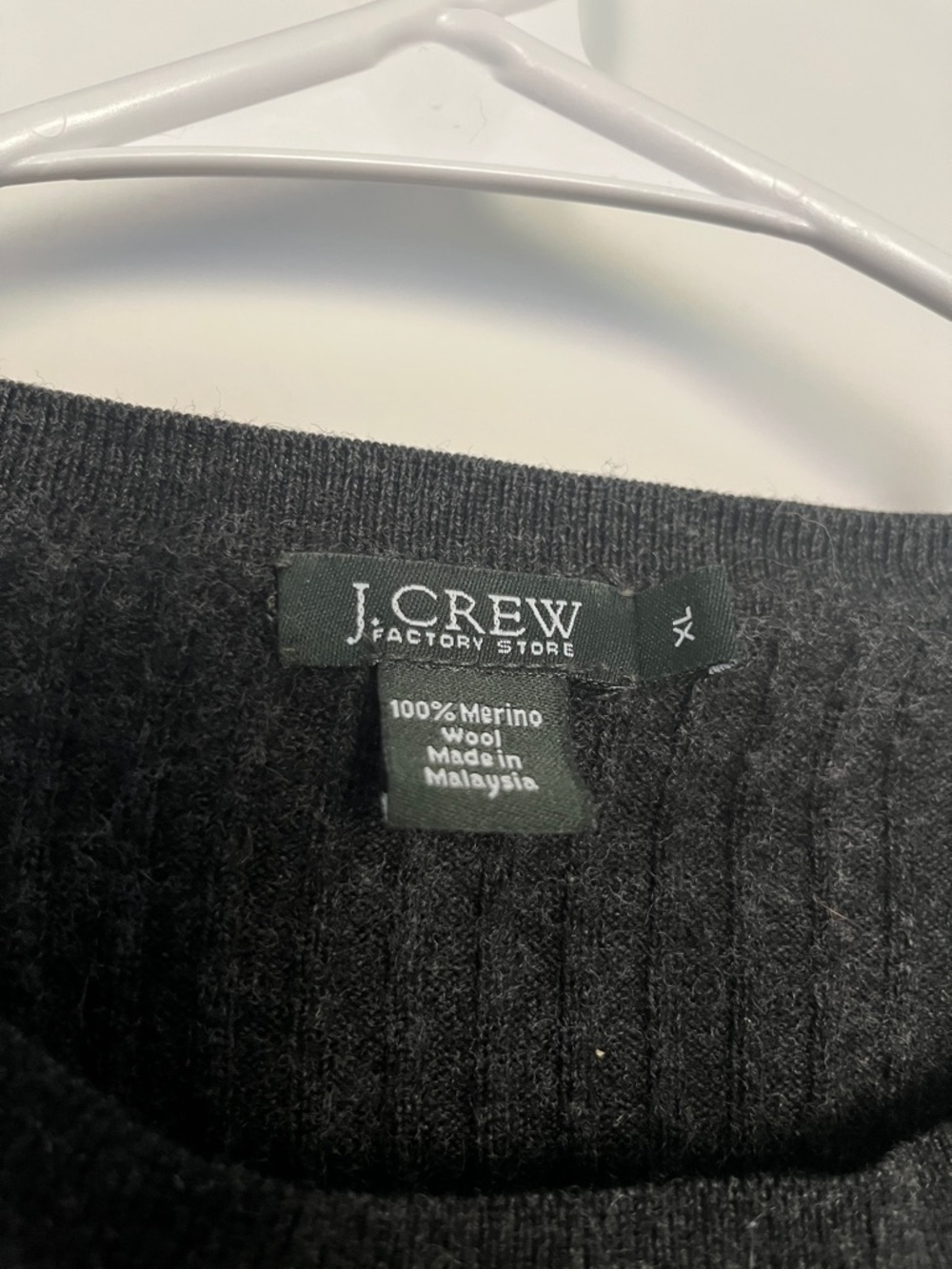 J. Crew Charcoal Ribbed Merino Wool Crewneck Sweater - Picture 2 of 6